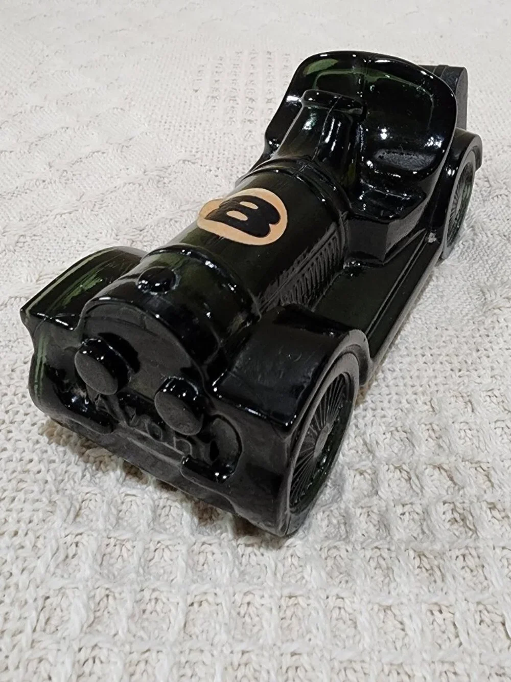 Vintage Avon ROADSTER Green Collectors Car No Label Full Glass Green Bottle